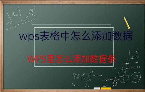 wps表格中怎么添加数据 WPS里怎么添加数据条？